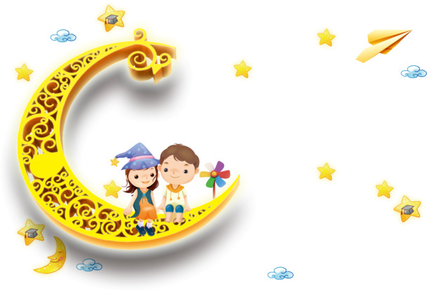 月亮PNG透明高清图，情人节节日元素，设计素材一键下载
