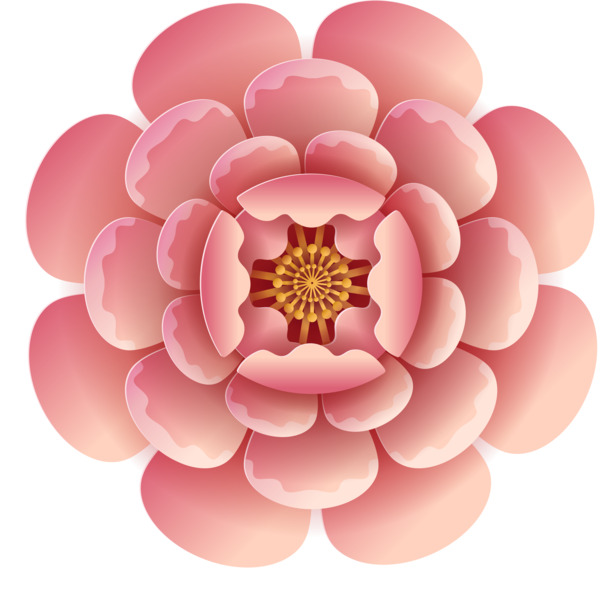 中国风立体花朵浮雕剪纸PNG透明图片，高清装饰元素设计素材下载