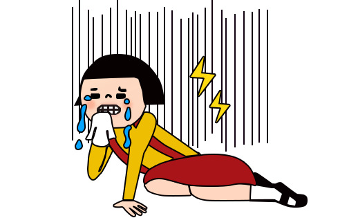 受伤女性手绘卡通PNG透明图，高清素材下载