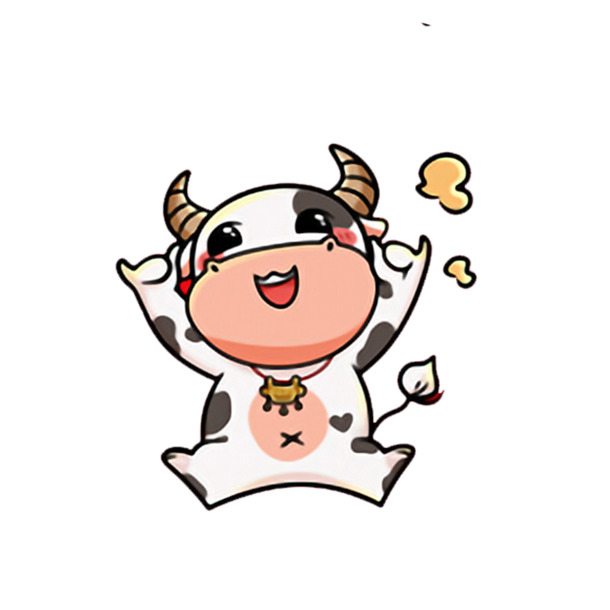 2020牛年手绘卡通小牛PNG素材，高清透明图片，创意卡通元素下载