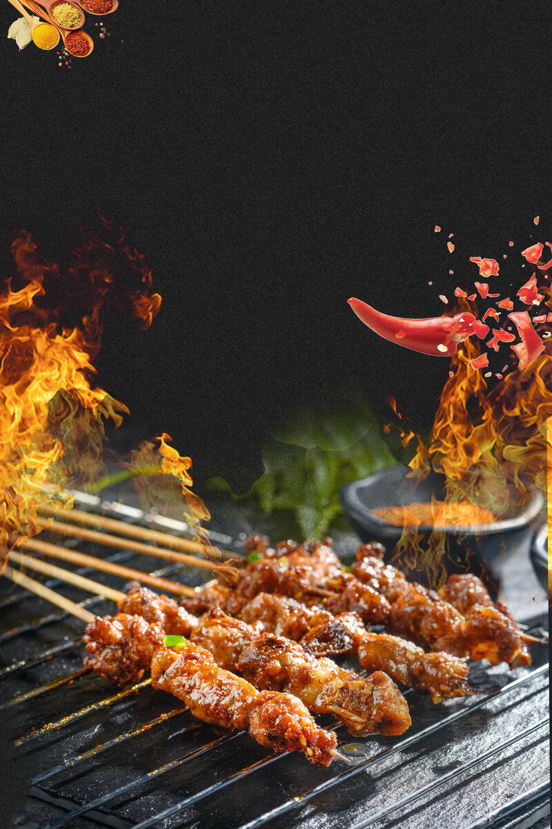 美食烧烤撸串大排档PSD素材，高清JPG图片与另类设计元素，免费下载