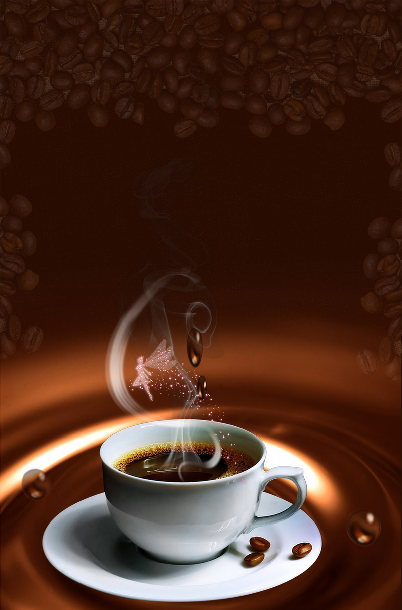 高清JPG咖啡杯光效水晕海报背景，创意另类图片设计素材下载