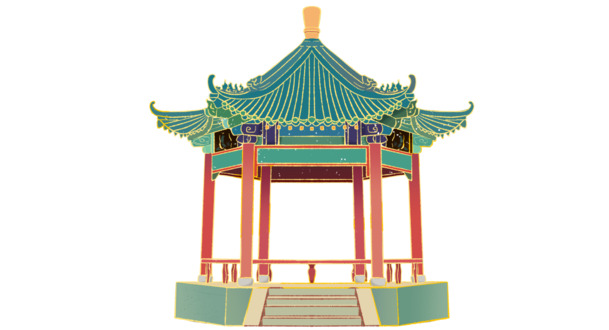 中国古代建筑楼房阶梯PNG透明图，中国风高清装饰元素下载