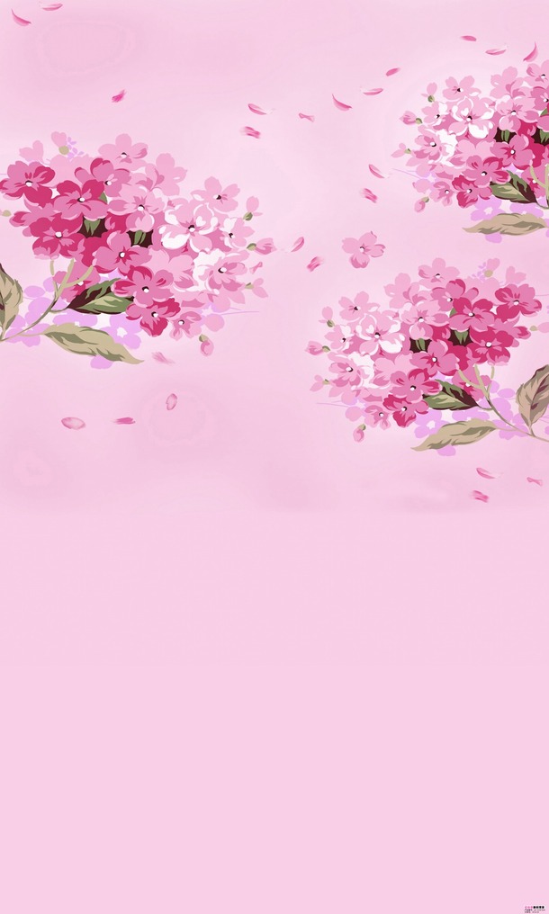粉色桃花彩绘PNG背景素材，高清透明设计元素，免费下载