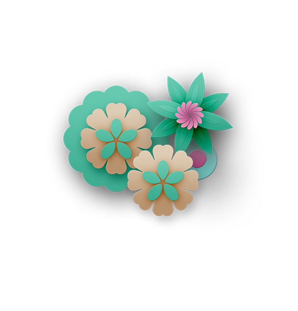3D纸雕花朵PNG透明图，高清花瓣素材，设计装饰元素随心下