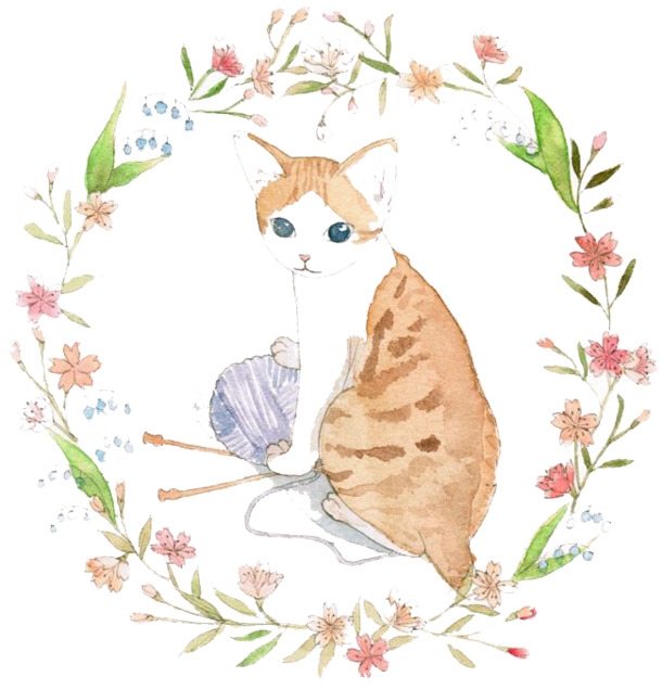 水彩猫咪PNG透明图，精美花纹装饰元素，设计素材免费下载