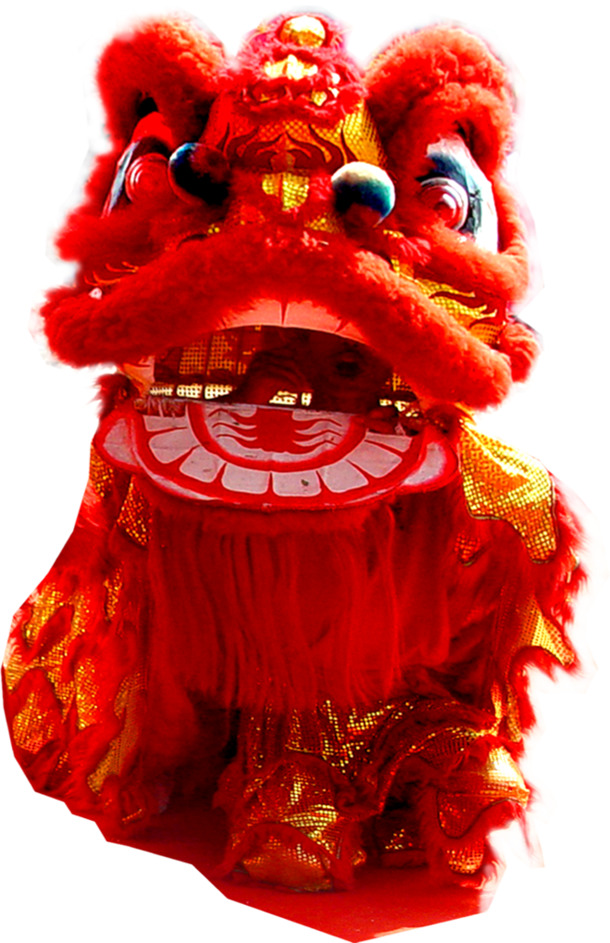 红色舞狮PNG透明背景图，高清节日元素，助力国庆图片设计素材下载