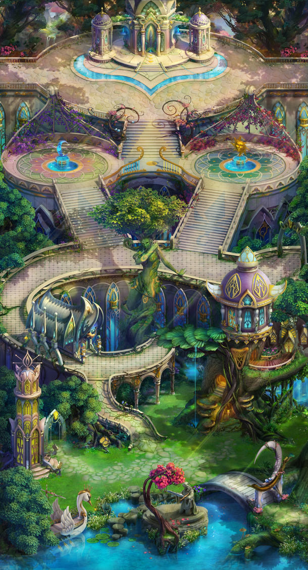 游戏场景彩绘素材，高清PNG扁平风格，透明背景，卡通手绘图片免费下载