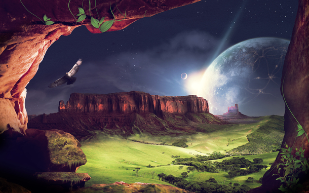 蓝天星空游戏场景PNG透明背景，梦幻抽象图片设计素材下载