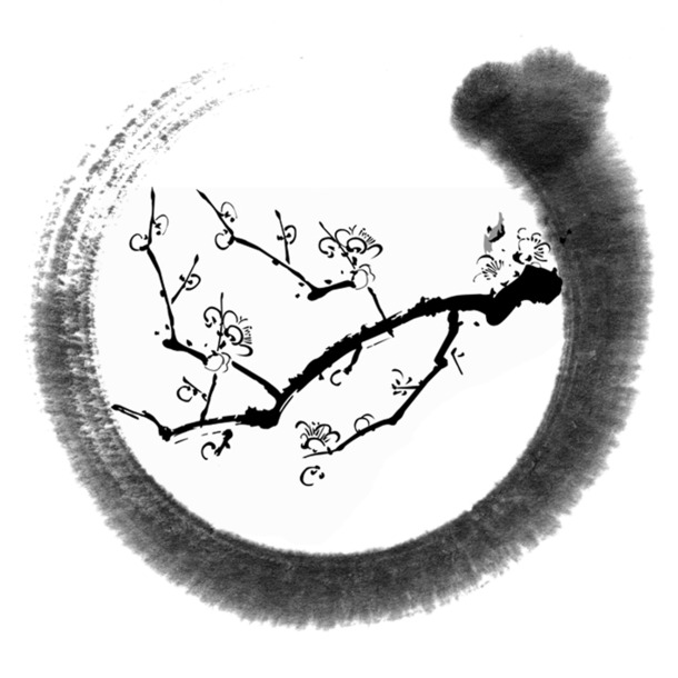 梅花水墨墨迹PNG透明图，高清植物装饰元素PSD设计素材下载