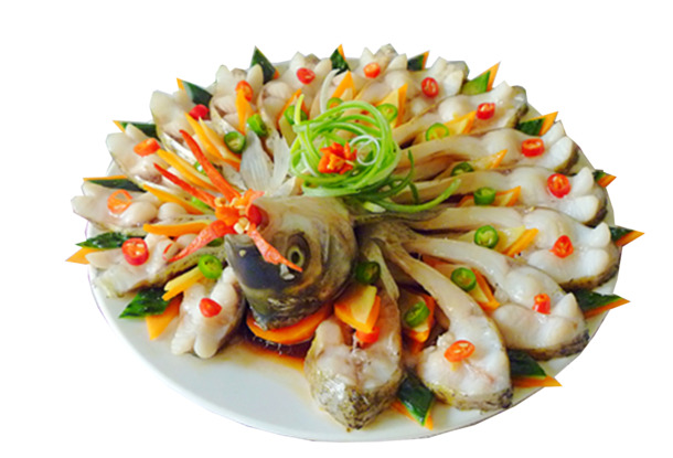 孔雀开屏鱼料理PNG透明图片，精美动物装饰元素，设计素材下载