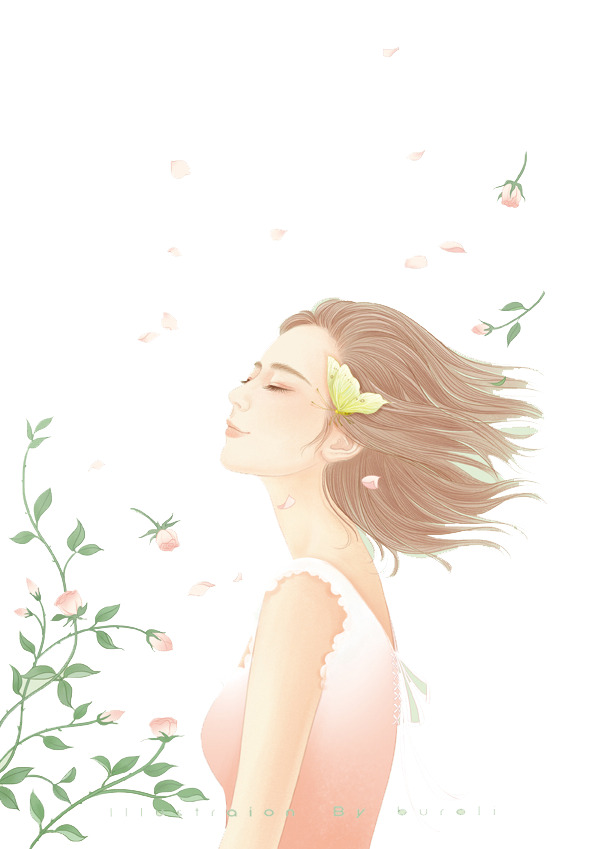 唯美手绘人物插画PNG素材，高清透明图片，卡通手绘元素设计下载
