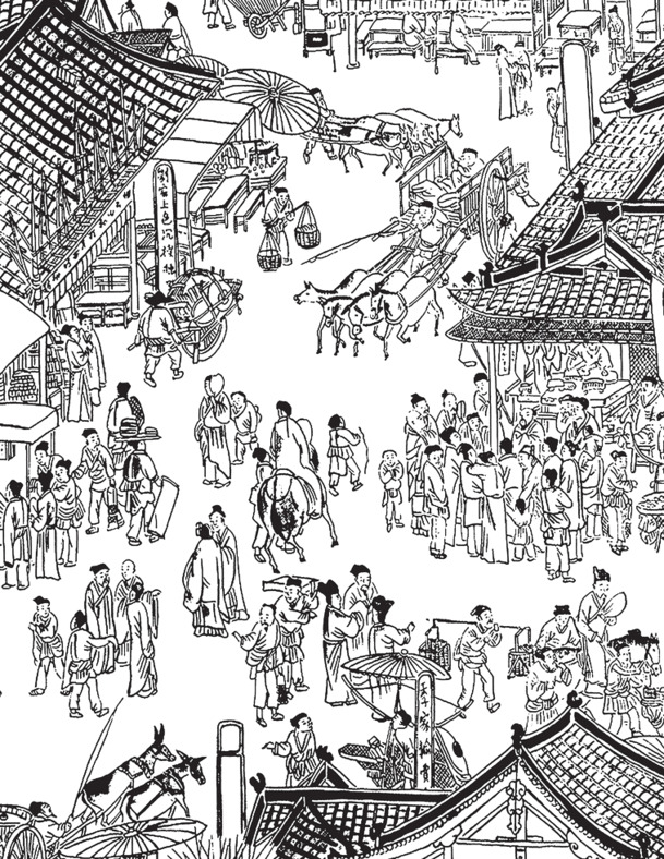 手绘集市风情，国潮风PNG透明图片，卡通手绘元素，高清素材下载