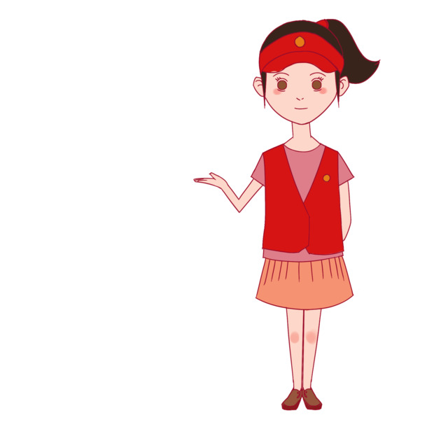 卡通女孩志愿者PNG素材，高清透明免抠图，设计元素一键下载