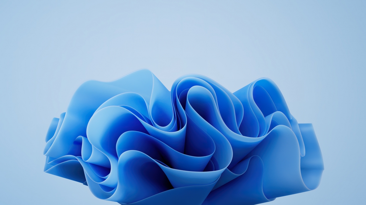 3D Windows 11蓝色极简风，超高清4K壁纸，3840x2160分辨率，免费下载