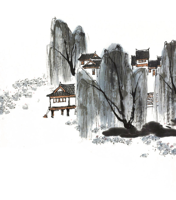 水墨垂柳PNG透明图，装饰笔触，高清下载，设计新选择