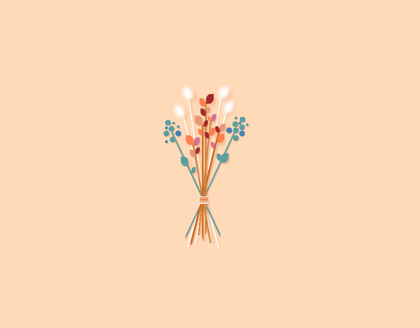divcss布局模板代码，清新干花花束素材
