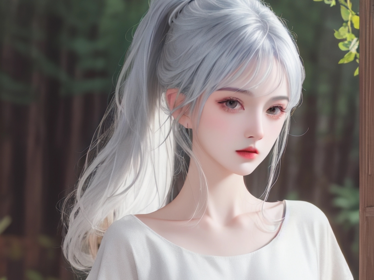白色衣裳AI动漫女神平板壁纸，高清2732x2048大图，一键下载