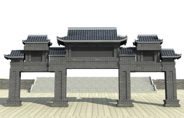 中式大门PNG透明背景图片，高清风景素材，设计必备下载
