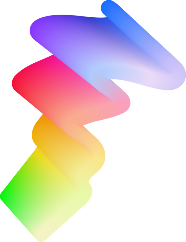 折叠渐变彩带3D PNG透明素材，高清漂浮元素设计图片下载