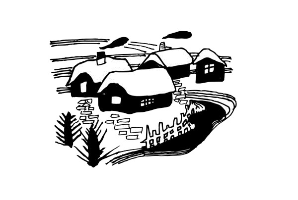 乡村房屋高清PNG透明图，装饰元素，墨迹笔触，设计素材免费下载