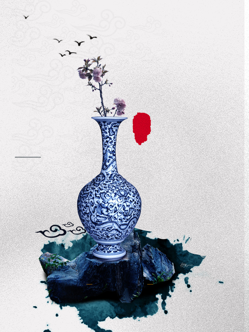 端午节国风瓷器海报背景，高清JPG质感纹理，PSD设计素材下载
