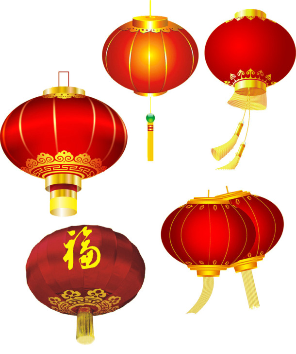 春节灯笼素材，高清PNG中国风红灯笼，透明背景，节日元素大放送，免费下载！