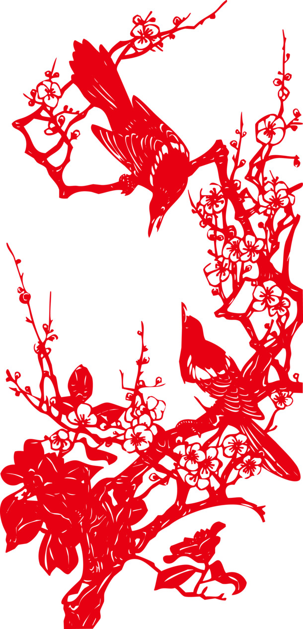 情人节PNG高清透明素材，红喜鹊节日元素设计下载
