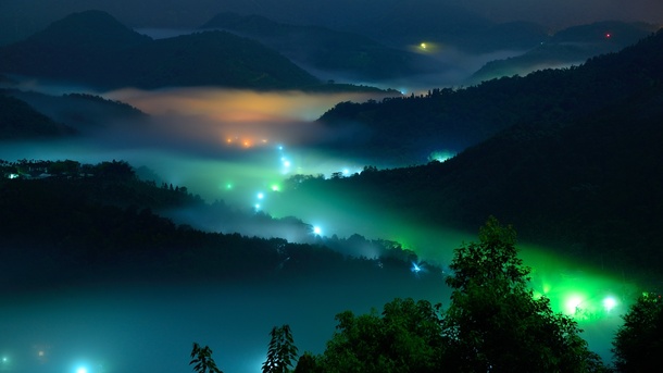 梦幻星空山林PNG背景，高清透明，抽象设计素材下载
