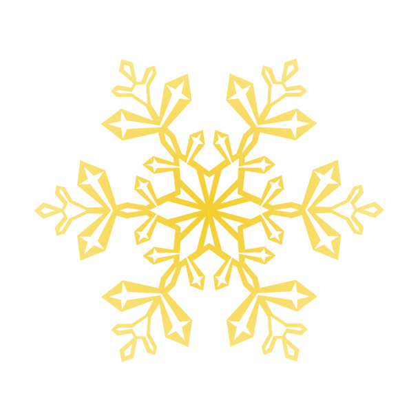 金色雪花PNG透明图，高清圣诞节日素材，免费下载
