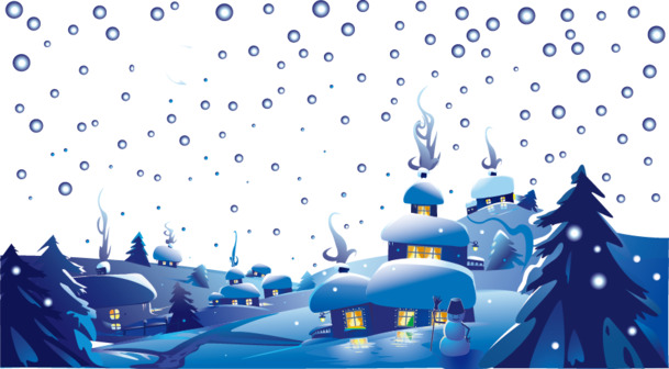 高清PNG透明矢量下雪深夜图，圣诞节日元素EPS素材下载