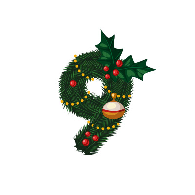 圣诞节数字9 PNG透明图，高清下载，节日元素设计素材