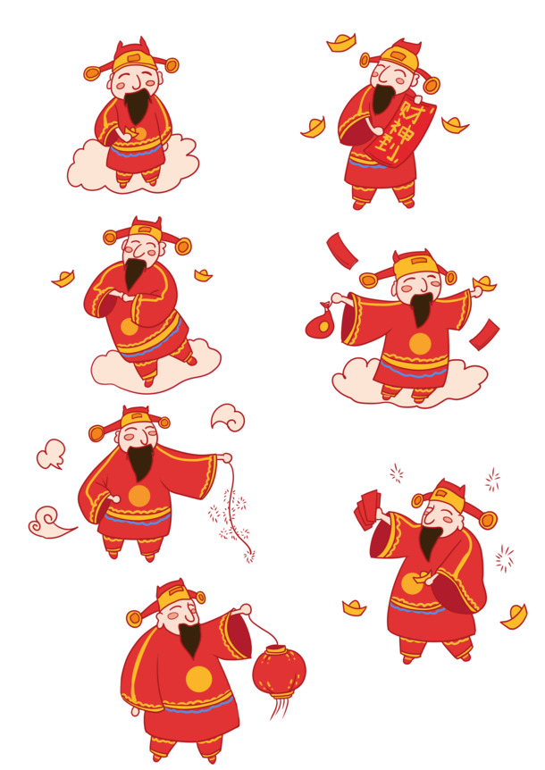 卡通财神迎新年，高清PNG透明图片素材，手绘元素设计下载