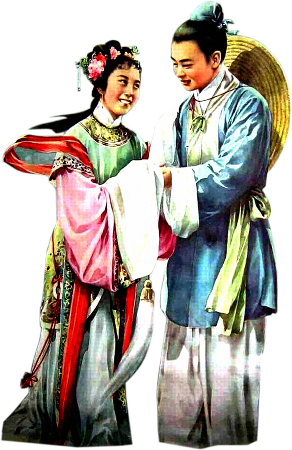 古风牛郎织女高清PNG透明图，情人节节日元素设计素材下载
