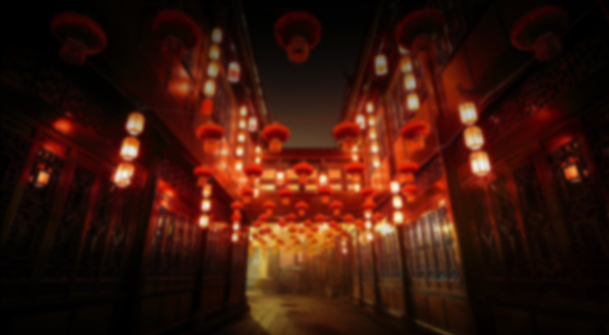 中国风阁楼灯笼PNG透明背景，抽象梦幻设计素材，高清下载