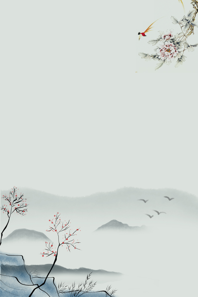 中国风水墨画古韵广告素材，高清JPG+PSD，复古设计免费下载