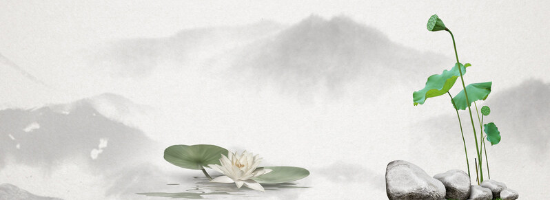 古风荷花莲台背景图，高清JPG与复古PSD设计素材下载