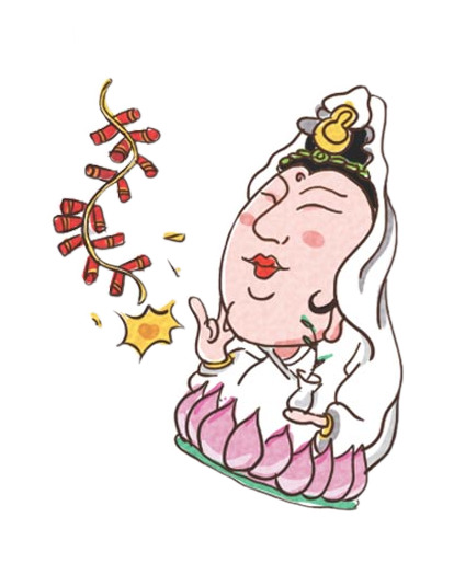 卡通观世音菩萨PNG透明图，节日元素设计素材，高清下载