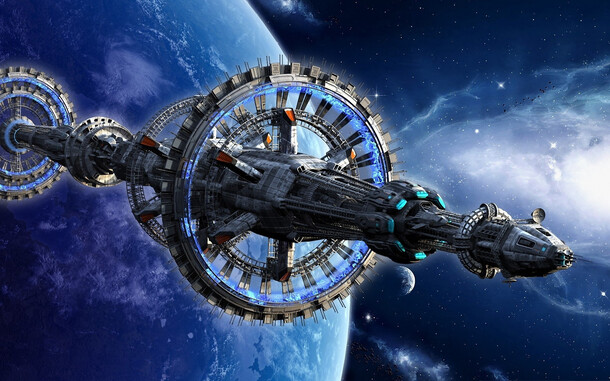 空间站飞船星空PNG透明背景，高清海报设计素材免费下载