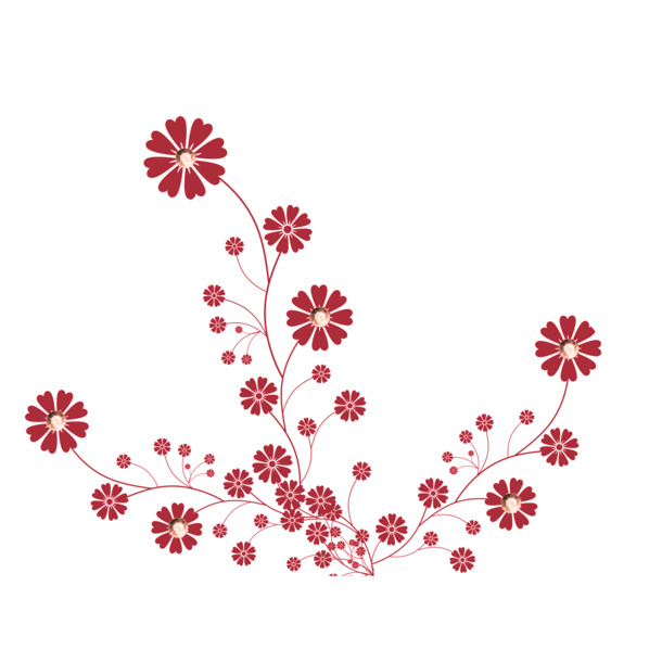 红色小菊花PNG透明图片，高清漂浮花瓣设计素材下载