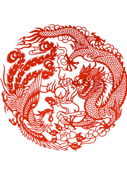 龙凤呈祥PNG透明图，节日元素精选，元旦春节元宵素材下载