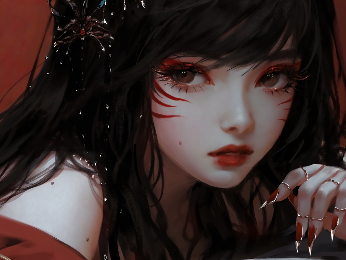 阿狸女孩兽耳厚涂风格平板高清壁纸，2732x2048分辨率，精美图片下载