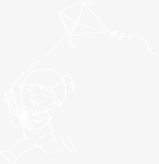 儿童放风筝PNG素材，高清透明手绘卡通图片，免费下载设计元素