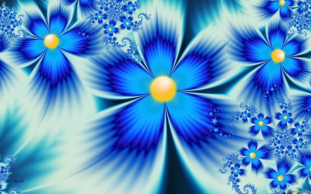 蓝色花朵创意PNG透明背景，梦幻抽象图片设计素材下载