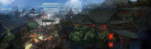 暮光古城屋檐灯笼PNG透明背景，抽象梦幻设计素材下载