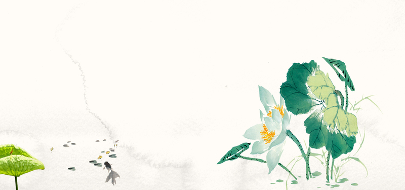 中国风水墨画绿色背景Banner，高清JPG与PSD设计素材下载