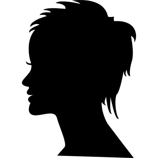 短发女侧面轮廓图标，高清PNG透明免抠素材，一键下载