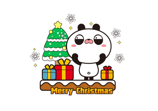 卡通圣诞熊猫PNG透明图，高清节日素材，免费下载享用