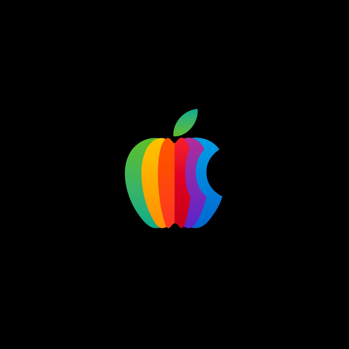 Apple彩标黑底平板壁纸，高清2732x2732分辨率，免费下载