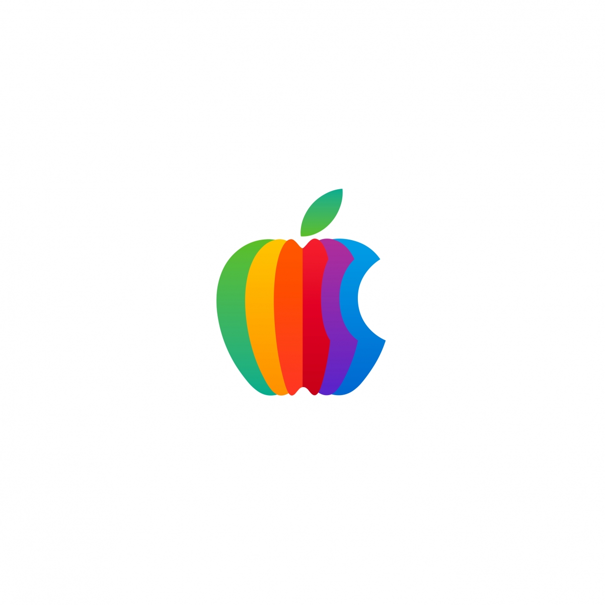 Apple彩色Logo高清壁纸，白色背景，适配平板电脑，2732x2732分辨率，一键下载
